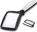 Folding Handheld Magnifying Glass with Light, 3X Large Rectangle Reading Magnifier with Dimmable LED for Seniors with Macular Degeneration, Newspaper, Books, Small Print, Lighted Gift for Low Visions