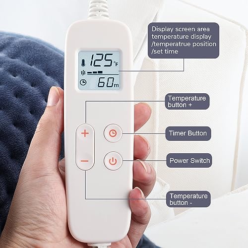 Heating Pad for Back Pain Relief, Extra Large 33 x 17, Portable Heating Pad for Shoulder, Neck, Cramp, Menstrual Pain, with Upgraded 6 Timer & 6 Temperature Controller
