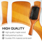 RHOS Wooden Paddle Brush With Nylon Bristles - Cushion Square Design for Detangling and Massaging All Hair Types (Men & Women)