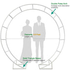 LeJoy Garden Round Wedding Arch 6.5ft Metal Backdrop Stand with Base