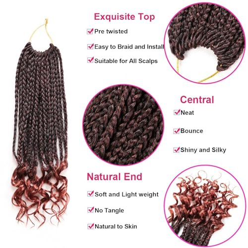 7 Packs 14 Inch Boho Goddess Box Braids Crochet Hair for Black Women (T350#, 14 Inch (Pack of 7))