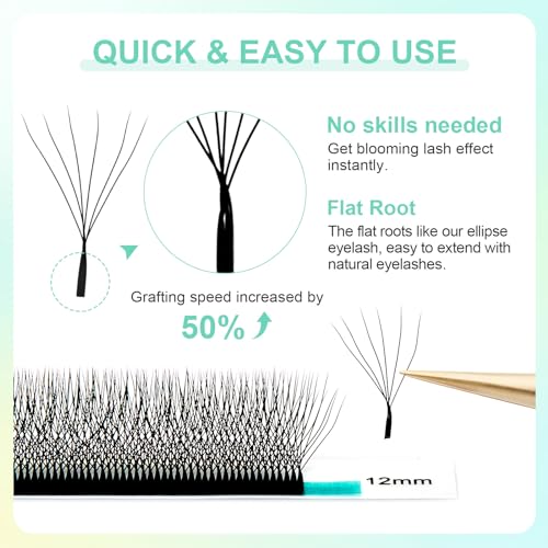NAGARAKU 6D W Shape Eyelash Extension Supplies Natural Soft Volume 0.07mm C curl 8-12mm Mix Premade Fans Faux Mink Matte Black Cluster Easy Fanning False Lashes