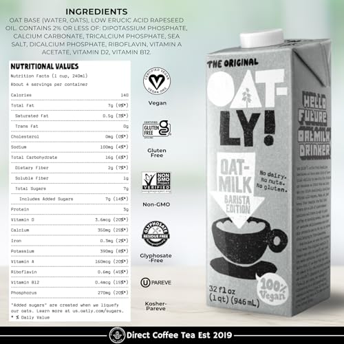Direct Coffee Tea Est 2019 Oat Milk Value Bundle – Barista Edition, 2-Pack Non-Dairy Creamer for Coffee, Vegan, Dairy-Free & Gluten-Free, Includes Brand Sticker