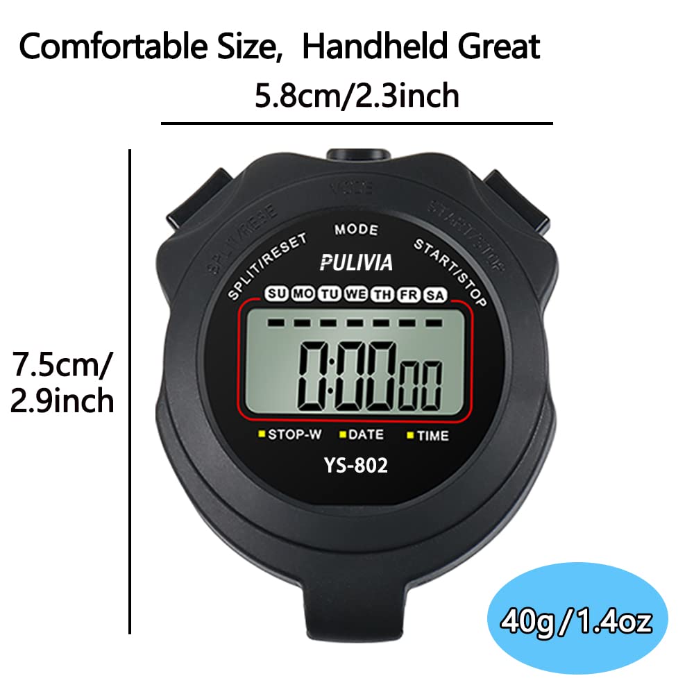 Split Dial Timer PULIVIA Sports Stopwatch Timer, Single Lap Split Digital Stop Watch for ...