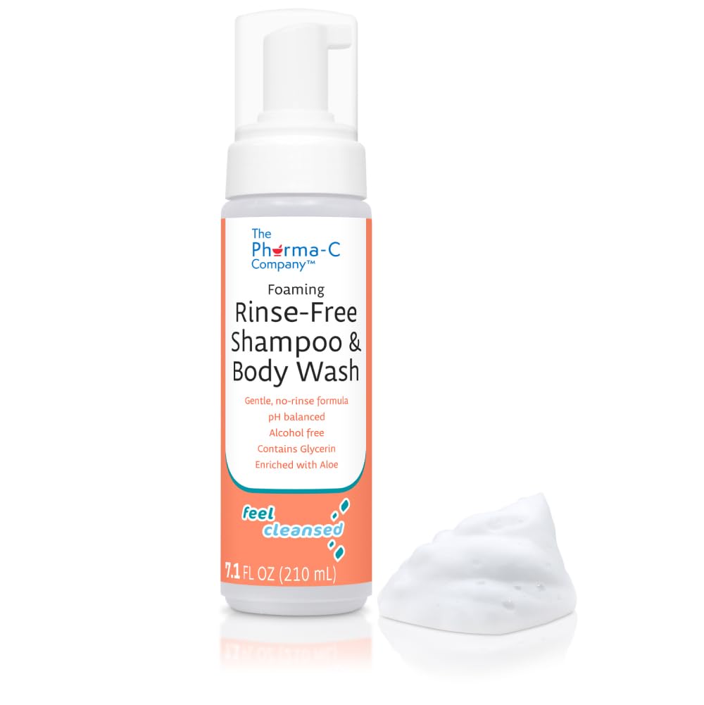 The Pharma-C Company - Foaming Rinse Free Shampoo & Body Wash [6 pack] - Hospital Tested Gentle No-Rinse Formula Leaves Hair & Body Fresh & Clean