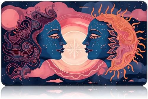 for MTG Game Playmat, for Magic TCG Rubber Play mat,Tabletop Card Playmats with Smooth Surface,Trading Card Inked Game Mat,Battle Game,Art Sun and Moon