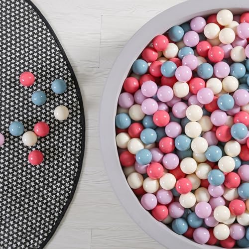 GOGOSO Ball Pit Balls for Toddler, Baby Plastic Playballs Kids Soft Pastel Pelotas Non-Toxic BPA-Free,Cream Pink+Blue+Purple+White,100 Balls