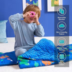JOIEDOMI Toddler Nap Mat for Preschool 55''x30'' Sleeping Mat with Removable Pillow and Minky Blanket for Kids Ages 3-7 Roll Up Soft Kids Sleeping Bag for Boys Girls Kindergarten Daycare Sleepover