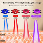 Red Light Therapy for Face, Infrared LED Face Mask Light Therapy 4 Light Waves with 850nm Near Infrared, Portable Rechargeable Red Light Therapy Mask Skincare Device for Facial Rejuvenation