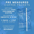 Ground Coffee | Colombian Medium Roast Low Acid Mold Free Pouches | Bulk Packets | Gourmet Columbian Powder Packs for 12 Cup Drip Maker | Premium Highest Rated Individual Premeasured Commercial Bags