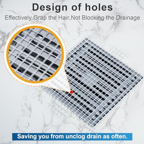 INVIHUG,25 Pack,Disposable Shower Drain Hair Catcher Mesh Stickers,Disposable Hair Drain Catcher（6.1inch Square）