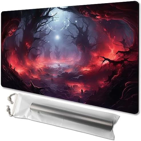 MTG Playmat Size 24x14in Free Storage Bags Non-Slip Backing Printing, Ideal for Card Game Enthusiasts TCG Playmat (No with Zone,Ashes of The Fallen)