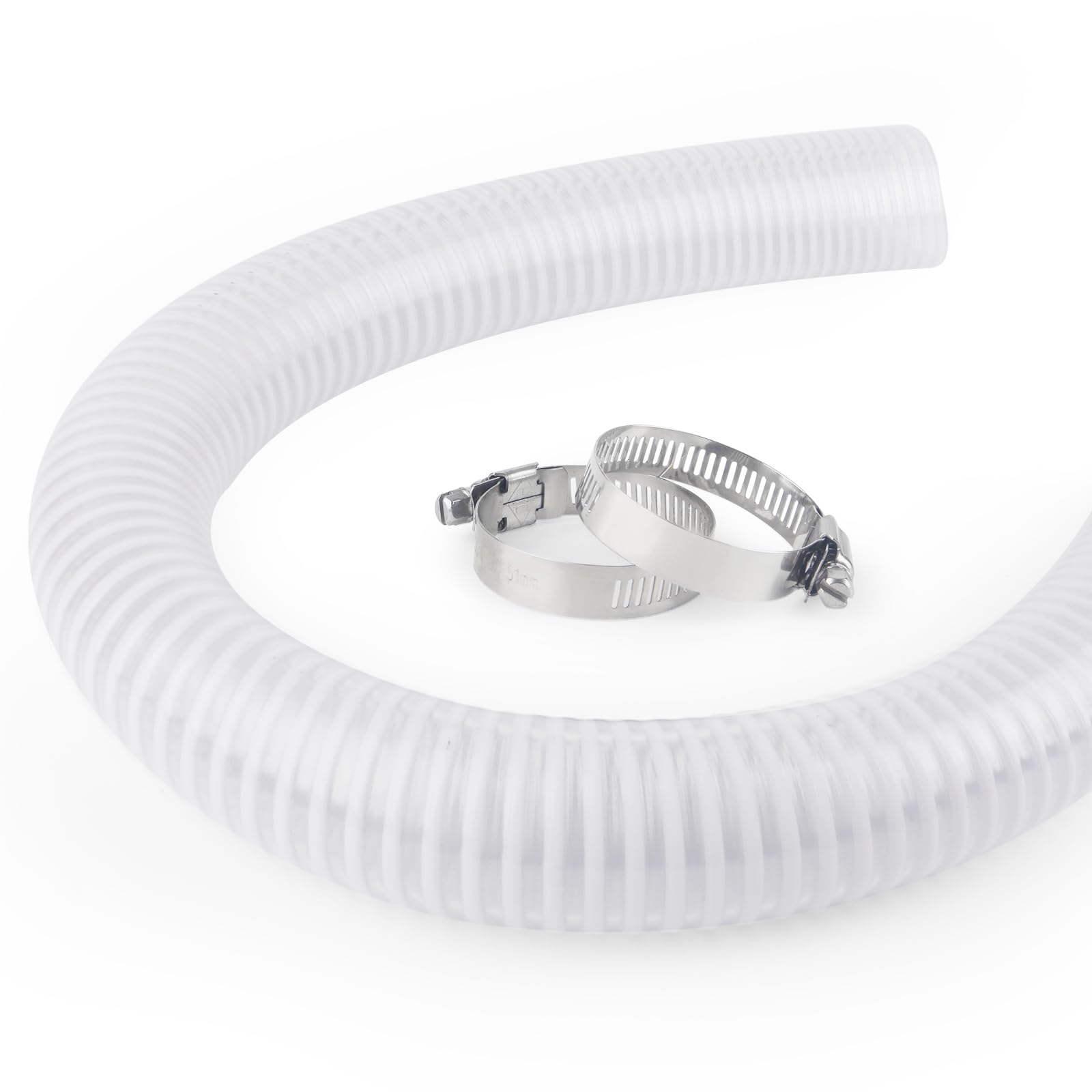 IWIWE 1 1/2 Inch Swimming Pool Replacement Hose Pool Filter Pump Connection PVC Hose For Above Ground Pools 1.5" x 3FT（Includes 2 Hose Clamps）