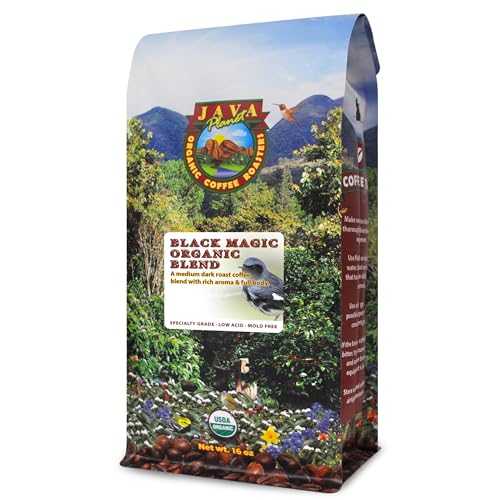 Java Planet Organic, Black Magic Blend Medium Dark Roast, Smooth Full Flavored Organic Coffee Beans, Low Acid, Whole Bean Coffee 1LB Bag