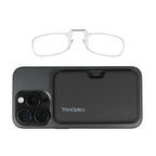 ThinOptics Readers with Magsafe Compatible Case - Armless On-Nose Reading Glasses - Slim Case Attaches to Phone - Clear 1.5x