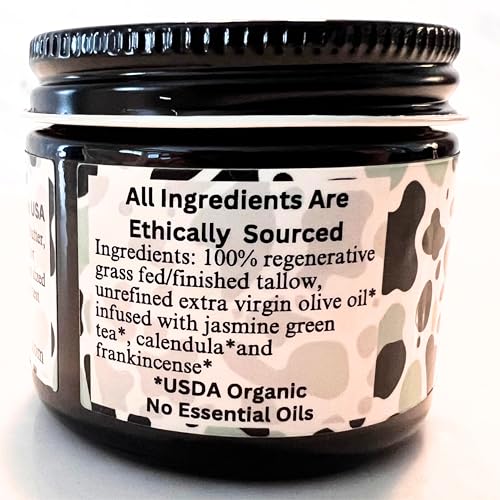 Whipped Tallow Balm for Skin, 100% Grass Fed Beef Tallow Face Moisturizer - Organic Body Butter, Beef Tallow for Skin, Eczema, Baby, Made in USA, Herb Infused, 2 oz