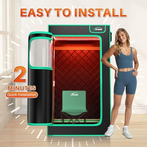 TOREAD Portable Infrared Steam Sauna with 660nm Red Light Therapy Saunas for Home,Personal Sauna Tent with 3L 1200W Steamer, Adjustable Temperature, Timer Setting, Remote Control, Folding Sauna Chair