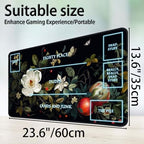 for MTG Game Playmat, for Magic TCG Rubber Play mat,Tabletop Card Playmats with Smooth Surface,Trading Card Inked Game Mat with White Zones,Battle Game,Wildflowers in Black