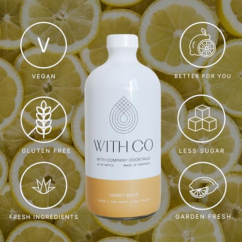 WithCo Honey Sour Craft Cocktail Mixer with Bee Pollen, Raw Honey, Lemon, Aromatic Bitters, Water Makes 10 Drinks Just Add Tequila, Mezcal, or drink as a mocktail with soda water