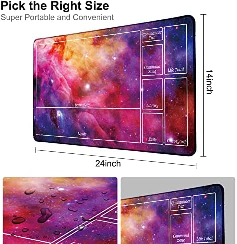 MTG Playmat for Magic The Gathering Play Mat, Stitched Playing Mat with Tube Case for MTG Card Game Playing (Purple Starry)