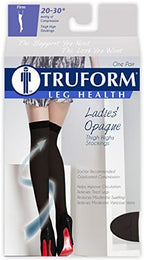Truform Women's Compression Stockings, 20-30 mmHg, Thigh High Length, Closed Toe, Opaque, Black, X-Large