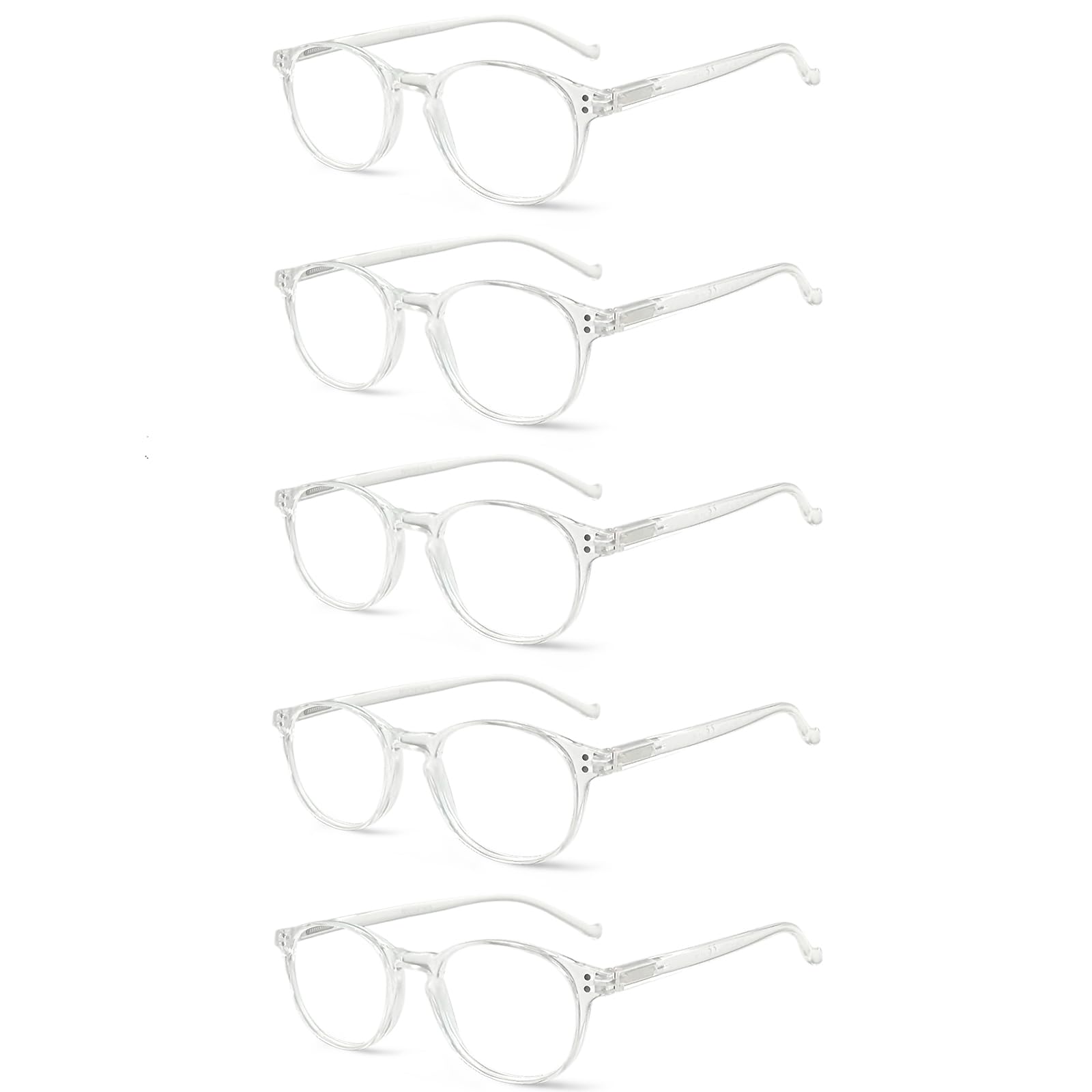 NORPERWIS 5 Pairs Reading Glasses - Standard Fit Spring Hinge Readers Glasses for Men and Women (5 Pack Transparent, 1.50)