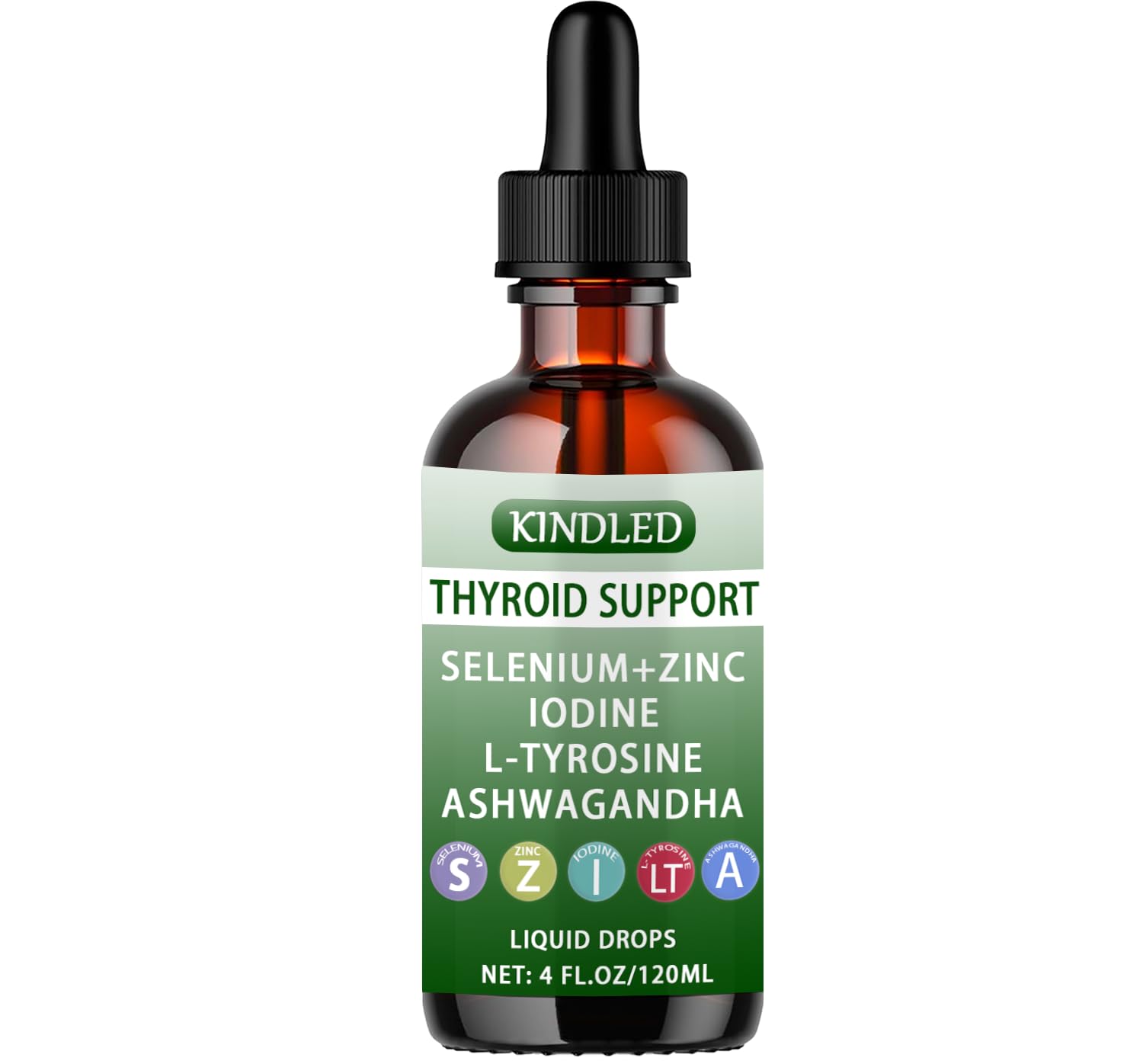 Kindled Thyroid Support Drops, Herbal Liquid Formula, 4 fl oz