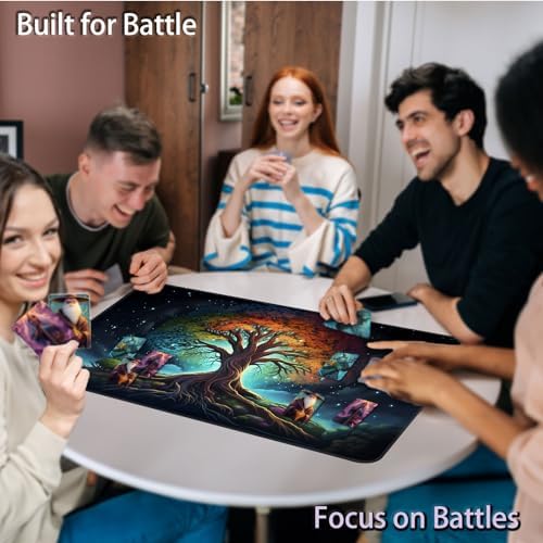 for MTG Game Playmat, for Magic TCG Rubber Play mat,Tabletop Card Playmats with Smooth Surface,Trading Card Inked Game Mat,Battle Game,Galaxy Art Tree