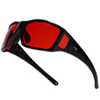 TIJN Sleep Glasses for Blue & Green Light Blocking,Red Lens Dual AR Coating,Wraparound Oversized for Screen,Computer & Gaming,Upgraded Jet Black