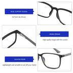 BLUEMOKY Blue Light Reading Glasses for Men，Sport Square Frame Readers, Anti Glare Computer Glasses(Black,2.00)