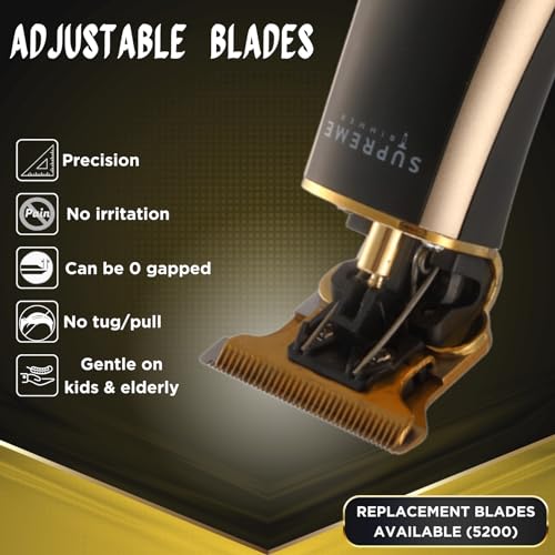 Supreme Trimmer T Shaper | Professional Barber Trimmer Hair Clippers for Men (90 Min Run Time) Cordless Hair Trimmer Zero Gapped Liner Beard Trimmer | ST5210 Gold