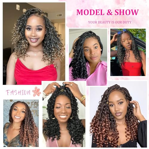Wodun 10inch Goddess Box Braids Crochet Hair Box Braids Crochet Hair For Black Women Pre Looped Crochet Hair with Curly Ends Bohemian Crochet Box Braids Crochet Hair