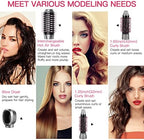 Brightup Blow Dryer Brush & Volumizer with Negative Ionic Technology, Detachable & Interchangeable Brush Head, Hair Dryer Brush for Curling, Smoothing & Styling, Heat Protective Glove Included