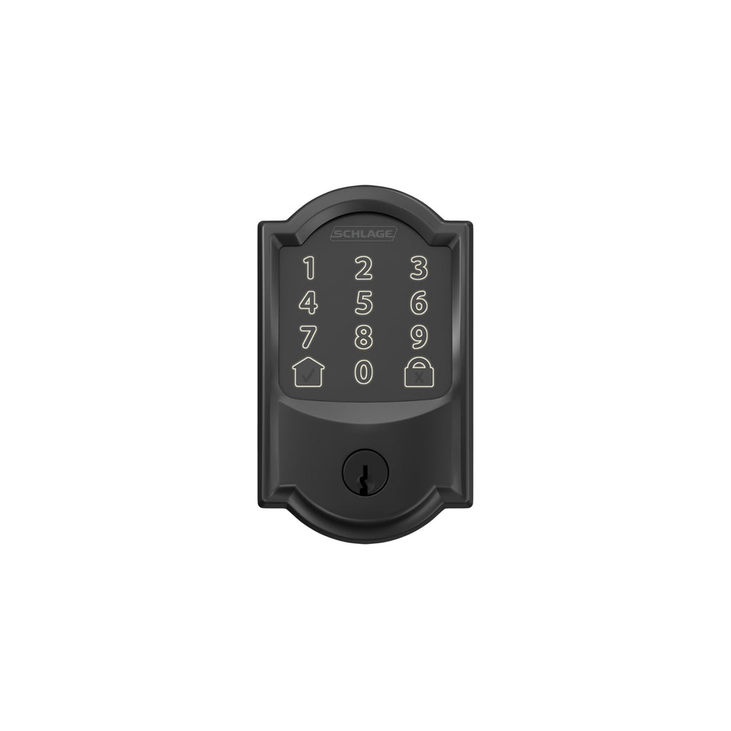 Schlage Encode Smart Wi-Fi Deadbolt Lock with Touchscreen Keypad, Keyless Front Door Entry, App Control, Alexa, Google Home and Airbnb Compatible, Matte Black, BE489WB CAM 622