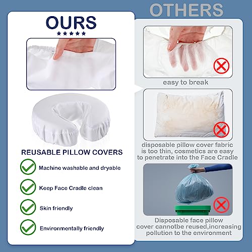 Tatuo 12 Pcs Face Cradle Covers for Massage Head Rest Microfiber Reusable Soft Thicker Massage Table Face Covers Oil Proof Headrest Cradle Sheets for Spa Beauty(White)