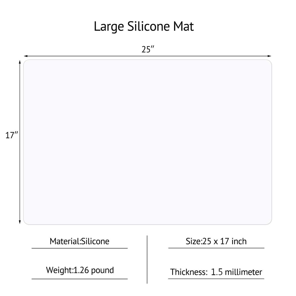 Gartful Silicone Mats for Kitchen Counter, Thicker 0.06", 25 x 17 inches Multipurpose Table Mat, Silicone Pad Desk Work Mat, Nonstick Nonskid Heat-Resistant Pad, Placemat, Semitransparent