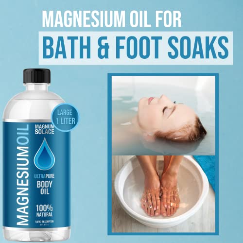 Magnesium Oil for Muscle Recovery Bath Soak and Foot Soak & Magnesium Lotion - Alternative to Magnesium Bath Flakes or Epsom Salts (2 Pack Bundle)