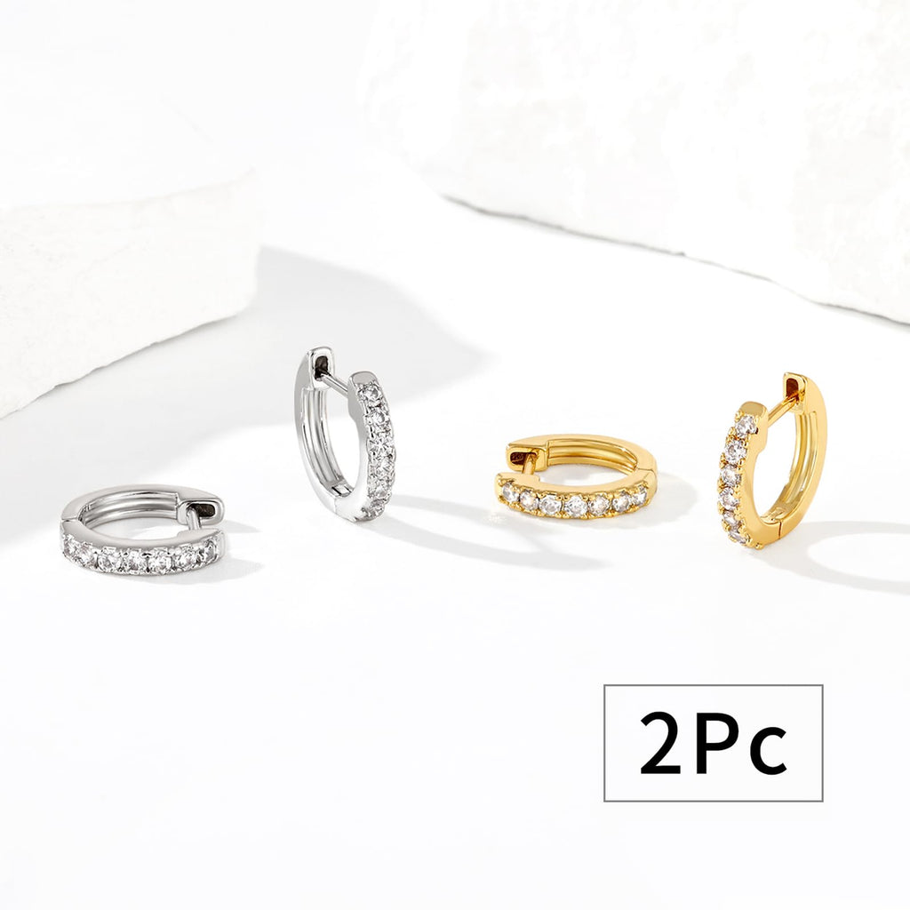 Gacimy Gold Silver Huggie Hoop Earrings Set for Women, 13MM CZ Hoops