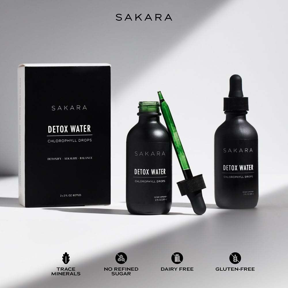 SAKARA Detox Water Drops, 60 Servings - Chlorophyll Liquid Drops, Chlorophyll Water for Lymphatic Drainage, Body Detox Drink, Natural Energy Support, Liquid Chlorophyll Drops Supplement, Vitamins