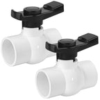 Boltigen 2Pack 1-1/2 inch Slip PVC Ball Valves, 1.5'' SCH40 PVC Water Shut Off Valve with Double Socket Full Flow Port, ''T'' Handle Plastic Control Valve, for Pool, Irrigation, Sewage Water Pipe