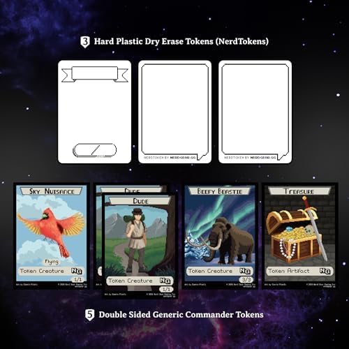 NERD GEAR Commander Essentials Kit - Ultimate Accessory for MTG Commander EDH - MTG Command Zone Tray - Health Counter - Spin Down Dice - Dry Erase Tokens (Mystic Purple)