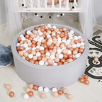 GOGOSO Ball Pit Balls for Toddler, Baby Plastic Playballs Kids Soft Pastel Pelotas Non-Toxic BPA-Free,Beige+Gold+White,100 Balls