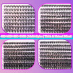 DAODER Fluffy Lash Clusters 40D+60D+80D+100D Mixed Thick Eyelash Cluster 640pcs Wispy Eyelash Extension Custers D Curl Volume Individual Lashes 9-16MM DIY Lash Extension(40D+60D+80D+100D 9-16MM)