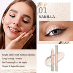 Oulac 3PCS White Eyeshadow Makeup Set-White Cream Eye Shadow-White Eye Pencil-White Liquid Glitter Eyeshadow, Waterproof &Long Lasting Brightener Highlighter Eyeliner Crayon Make up