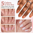 BTArtbox XCOATTIPS Gel Nail Tips - 640 Pcs Extra Short Almond Press On Nails, 5 Natural Colors Long Lasting Short False Nail, Soak Off Acrylic Fake Nails Extensions for Daily Nail Art