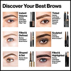 Revlon ColorStay Brow Fiber Filler, Longwearing & Volumizing Waterproof Eyebrow Gel, 302 Warm Brown, 0.23 fl. oz.