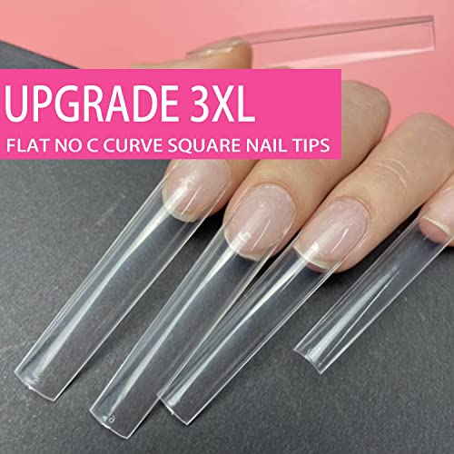 3XL Square Full Cover Nail Tips,SWETIDY 360PCS XXXL Straight Tapered Square Press on Nail Tips with Box for Nail Salons and DIY Nail Art, 12 Sizes with Box