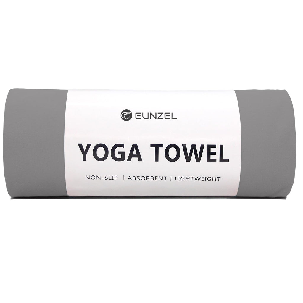 Eunzel Hot Yoga Towel Non Slip Yoga Mat Towel Non-Slip Sweat Absorbent Microfiber Towel for Hot Yoga, Pilates and Workout 72" x 26.5", Dark Grey