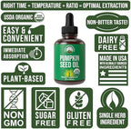 Pumpkin Seed Oil. USDA Organic Vegan Liquid Drops Extract For Women and Men. Supplement For Hair Growth, Skin Health, UT, Prostate Support. Zero Sugar, Gluten Free. Take Orally No Capsules