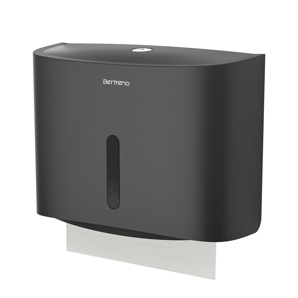Bertreno Commercial Paper Towel Dispenser Wall Mount Paper Towel Holder Large Capacity C Fold Hand Towel Dispenser Bathroom Tissue Dispenser (Black)